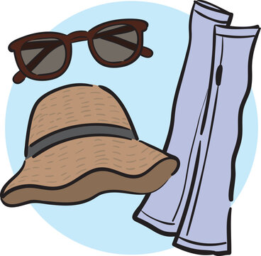 紫外線対策アイテムセット（サングラス・麦わら帽子・アームカバー）