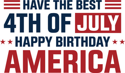 Fototapeta premium Happy 4th of july greeting card with patriotic message on white background