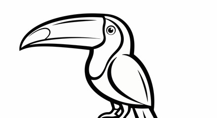 Obraz premium A stylized black and white illustration of a toucan with a large beak