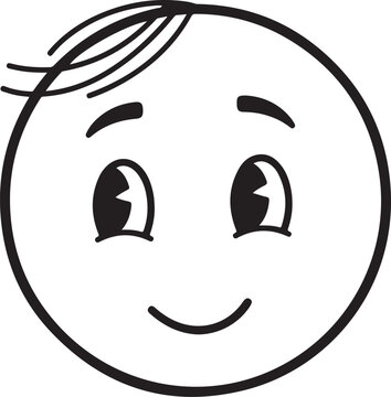Minimalist Hand Drawn Smiling Cartoon Face Icon Vector