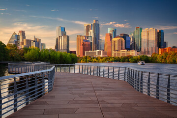 Fototapeta premium Austin, Texas, USA. Cityscape image of Austin, Texas skyline at beautiful spring sunset.