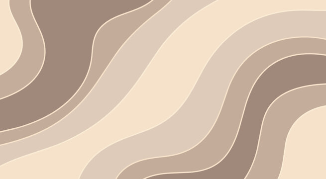Abstract Beige and Brown Wavy Pattern Background with Soft Organic Layers and Minimal Earth Tone Design