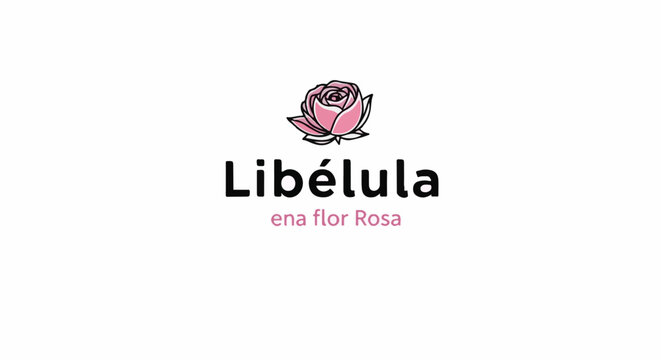 A pink rose logo with the words Lib&eacute;lula and ena flor Rosa below