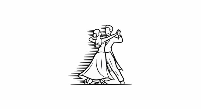Elegant couple dancing gracefully in formal attire