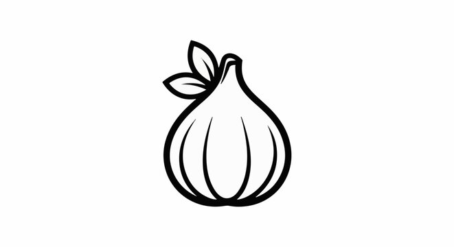 Stylized outline of a fig with three leaves against a white background