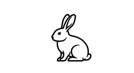 Fototapeta premium A simple black and white line drawing of a rabbit sitting down