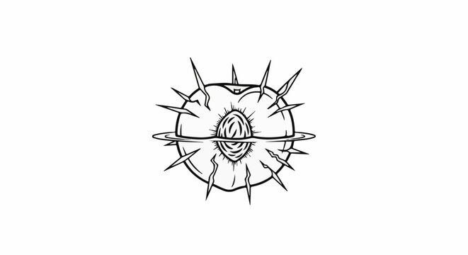 Stylized spiky orb with central core and surrounding ring