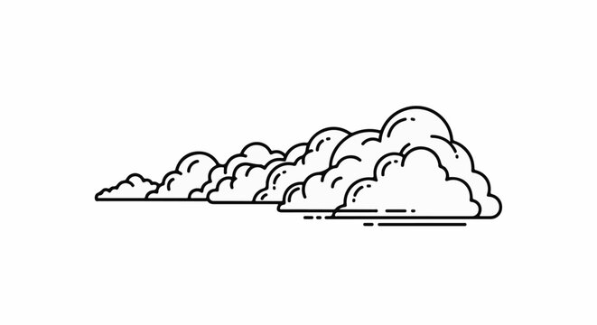 A stylized, minimalist illustration of cumulonimbus clouds in black outline