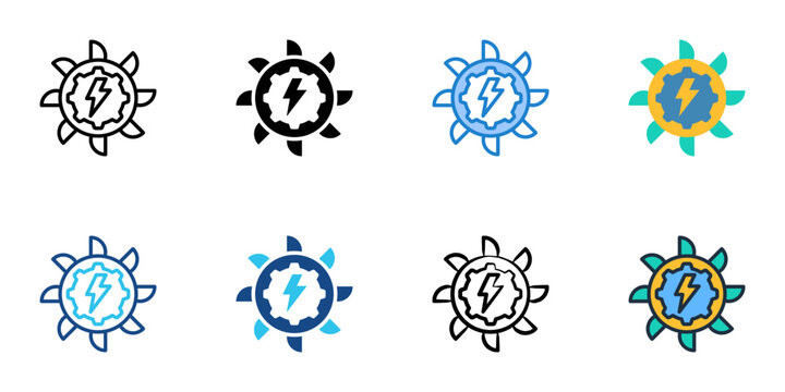 Industrial turbine icons set multiple style collection. Editable stroke 
