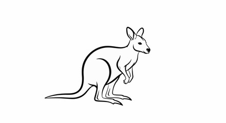 Fototapeta premium A simple black and white line drawing of a kangaroo on a white background