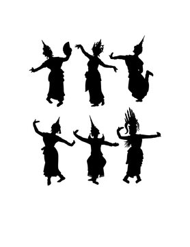 A graceful silhouette of a traditional Thai dancer performing a classical Khon dance