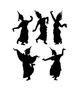 A graceful silhouette of a traditional Thai dancer performing a classical Khon dance