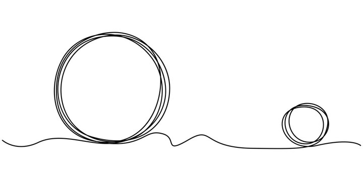 Circle frame continuous one line drawing, circle shape continuous one line drawing, Continuous one line circle stroke, Hand drawn circle frame on white background. one line drawing vector illustration