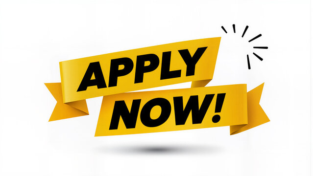 Yellow banners with apply now text on white background