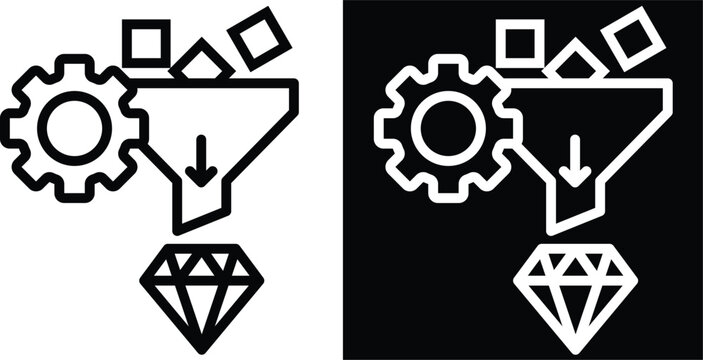 refine Two-tone version in black and white background