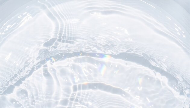 白い水面波紋背景（虹色反射・透明感のある抽象素材）