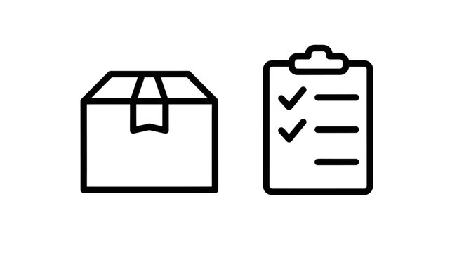 Box and checklist icons with checklist delivery shipping inventory logistics