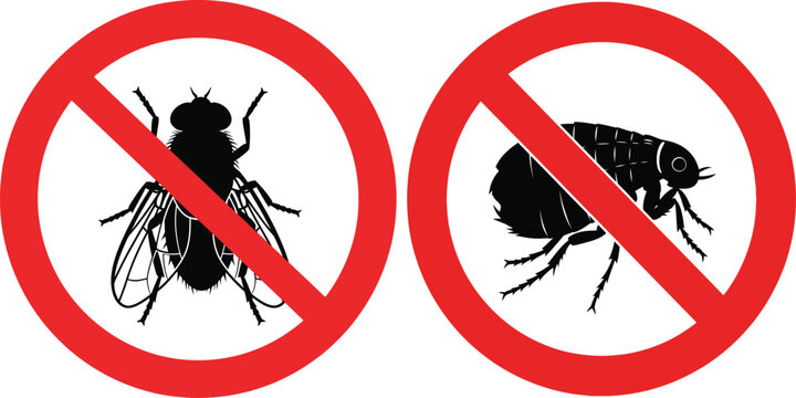 Prohibition sign featuring two flies a clear 'no flies' warning