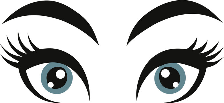 a pair of expressive blue eyes with bold black eyebrows and long lashes high quality professional