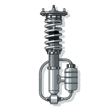 Adjustable Coilover Suspension System for Performance Vehicles, Automotive Part Illustration