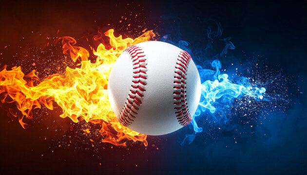Baseball with Fire and Ice Effects