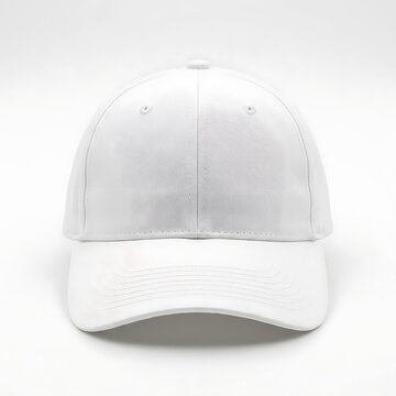 White Baseball Cap Front View.