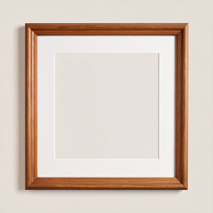 Fototapeta premium Vintage wooden picture frame with empty canvas, elegant classic design, concept of wall decor and artwork mockup.