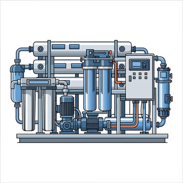 Industrial Water Purification System with RO Technology and Control Panel