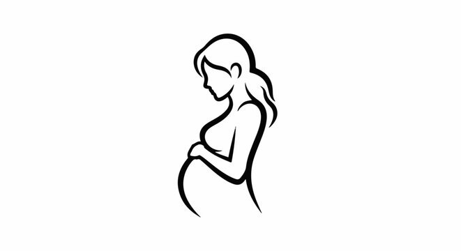Profile of a pregnant woman with her hands on her belly