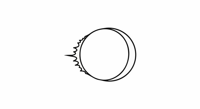 Stylized celestial event a partial eclipse of a large sphere by a smaller one