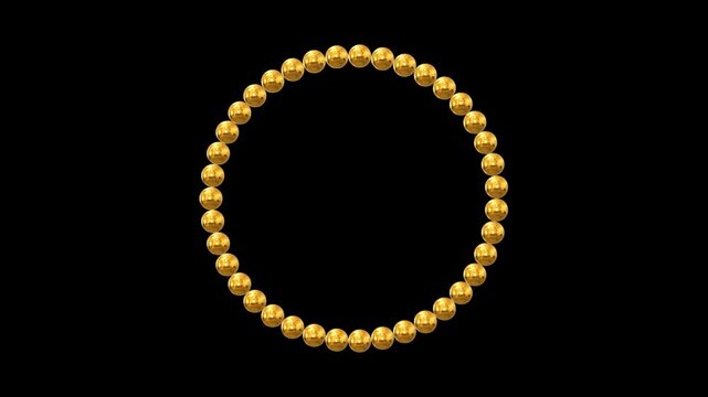 Luxury Gold Bead Circle Frame Alpha Channel Animation,Elegant Glitter Border Overlay for Cosmetics Beauty and Wedding Titles Video, Social Media motion design element