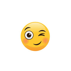 Fototapeta premium Winking yellow emoji face with rosy cheeks expression communication positive