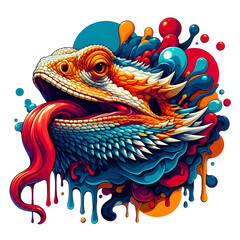 Fototapeta premium vibrant koi fish illustration with colorful water splash and bubbles in abstract art style