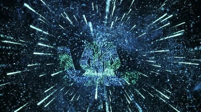 A vibrant blue explosion of light and energy against a black background