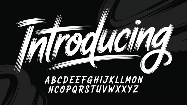 Introducing a modern brush script font with lowercase and uppercase letters