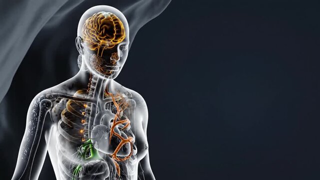 Cortisol Toxicity Cascade Sleep Deprivation Breakdown Transparent Anatomy Abstract Loop With Copy Space