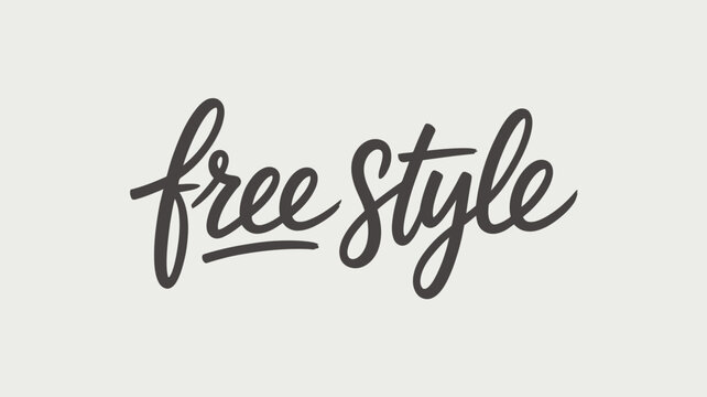 Elegant hand lettering displays the words free style in black ink