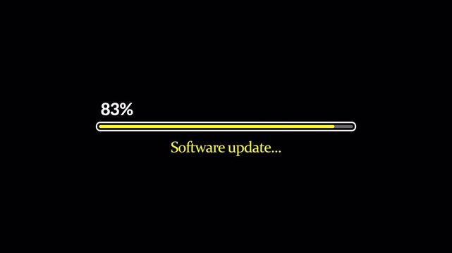 System software update or upgrade icon update download sign processing concept uploading Installing Update loading bar animation 4K animation with alpha channel on transparent background