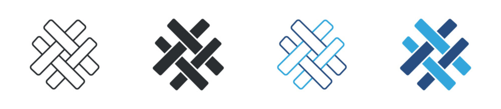 woven pattern icon set. interlaced structure symbol. network, complexity, interconnected system concept. vector illustration.
