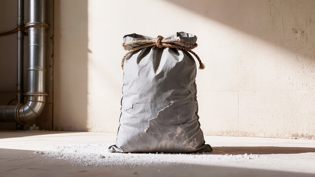 Gray Industrial Sack with Rope Tie