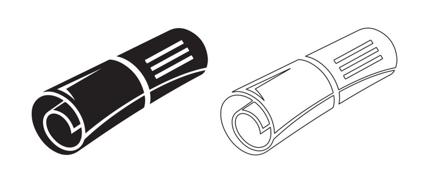 Three dimensional illustration of paper roll and crumpled paper sheet