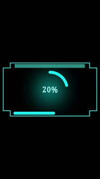 Futuristic loading bar with three percent progress and teal glow. Loading bar indicator. Professional loading bar for data transfer and technology monitoring animations art.