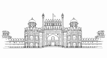 Obraz premium Ornate gateway with domes, towers, and crenellated walls
