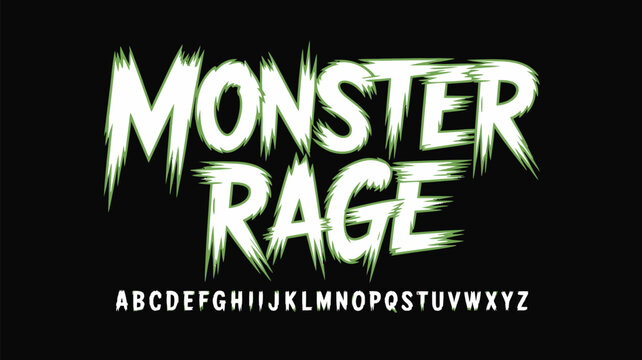 Bold and striking monster rage typography with a full alphabet set design