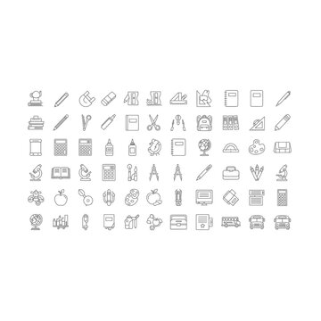 Comprehensive icon set for business office and creative workspace tools
