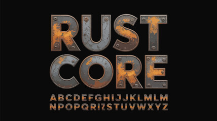 Rustic typography with the word rust and an industrial metal aesthetic © MdSafi