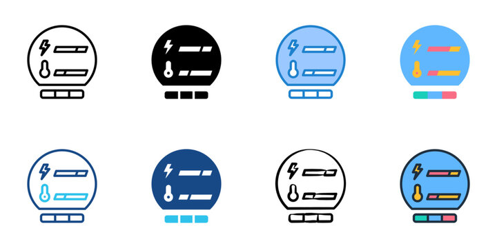 Energy dashboard icons set multiple style collection. Editable stroke 
