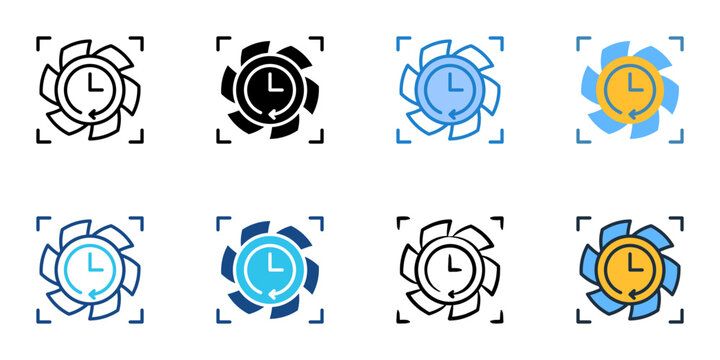 Real time monitoring icons set multiple style collection. Editable stroke 
