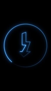 Glowing circular arrow icon on dark with blue light effect. Circular arrow icon tech. Professional circular arrow icon for digital reloading and process flow visuals animation.