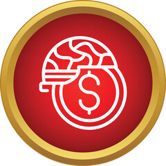 Obraz premium Army helmet covering a coin with a dollar symbol, representing war finances
